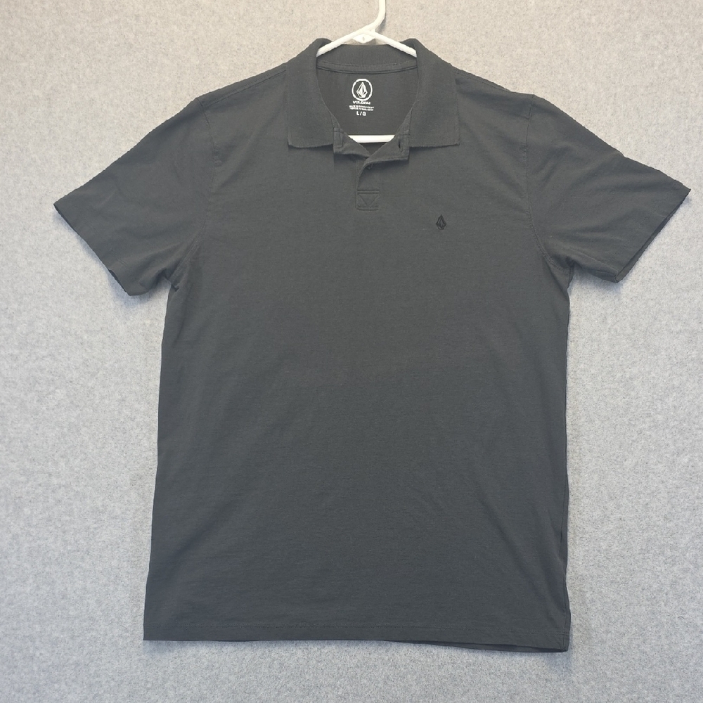 Volcom Black Polo Shirt Mens Large Short Sleeve Logo Golf Casual